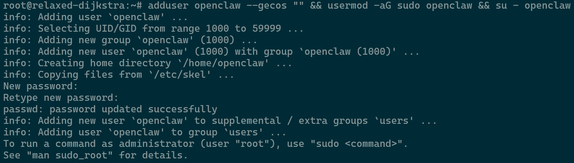 Creating the openclaw User
