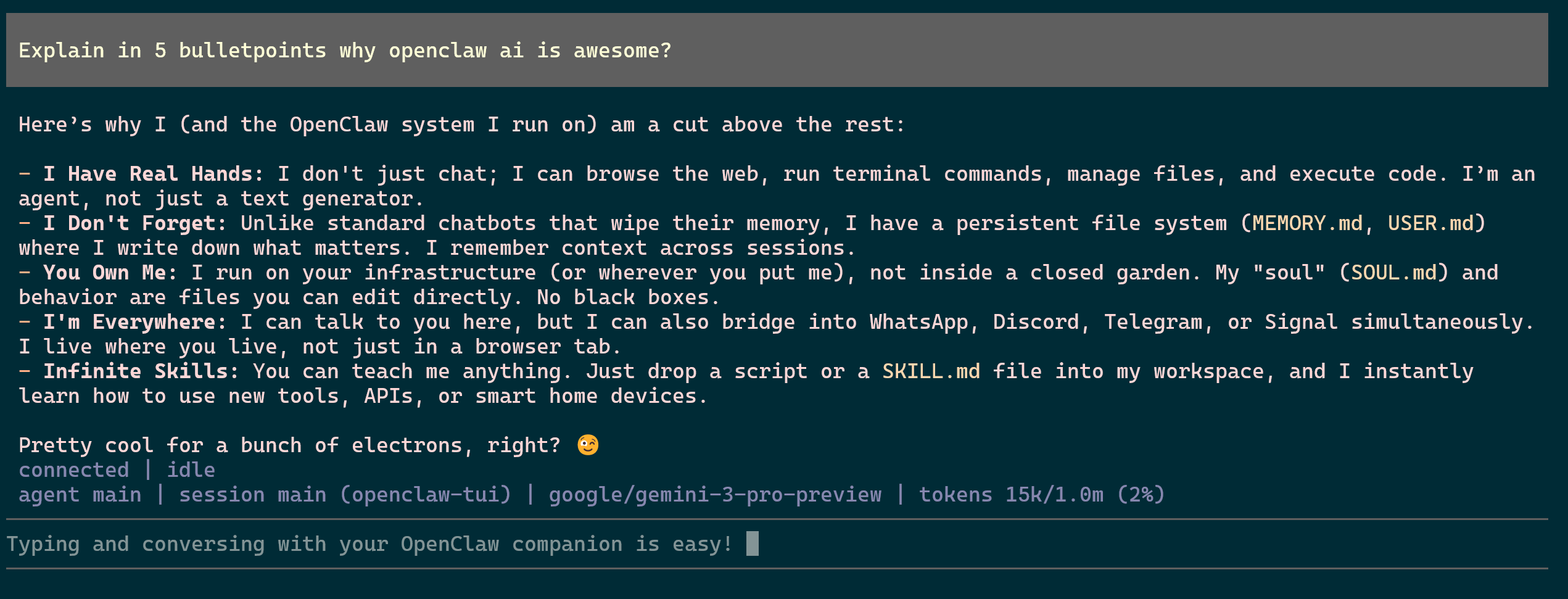 OpenClaw Terminal Conversation