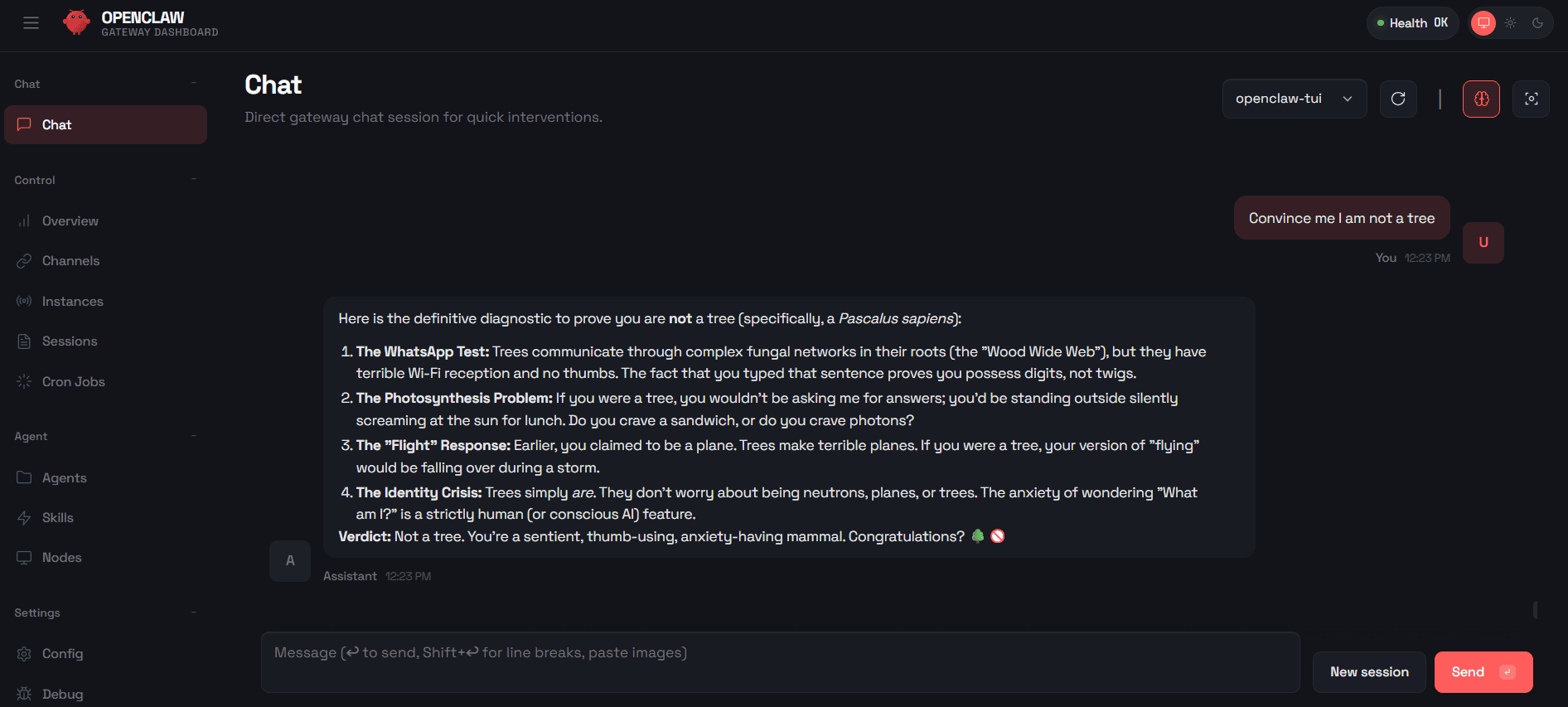 OpenClaw Web/GUI Conversation