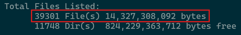 Total Files Listed & Size
